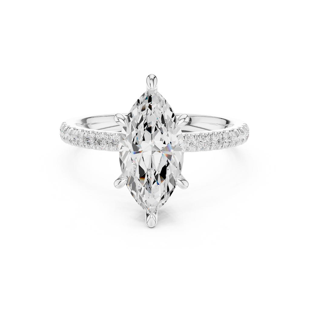 1.50 CT Marquise Cut Diamond Marquise Side Stone Engagement Ring