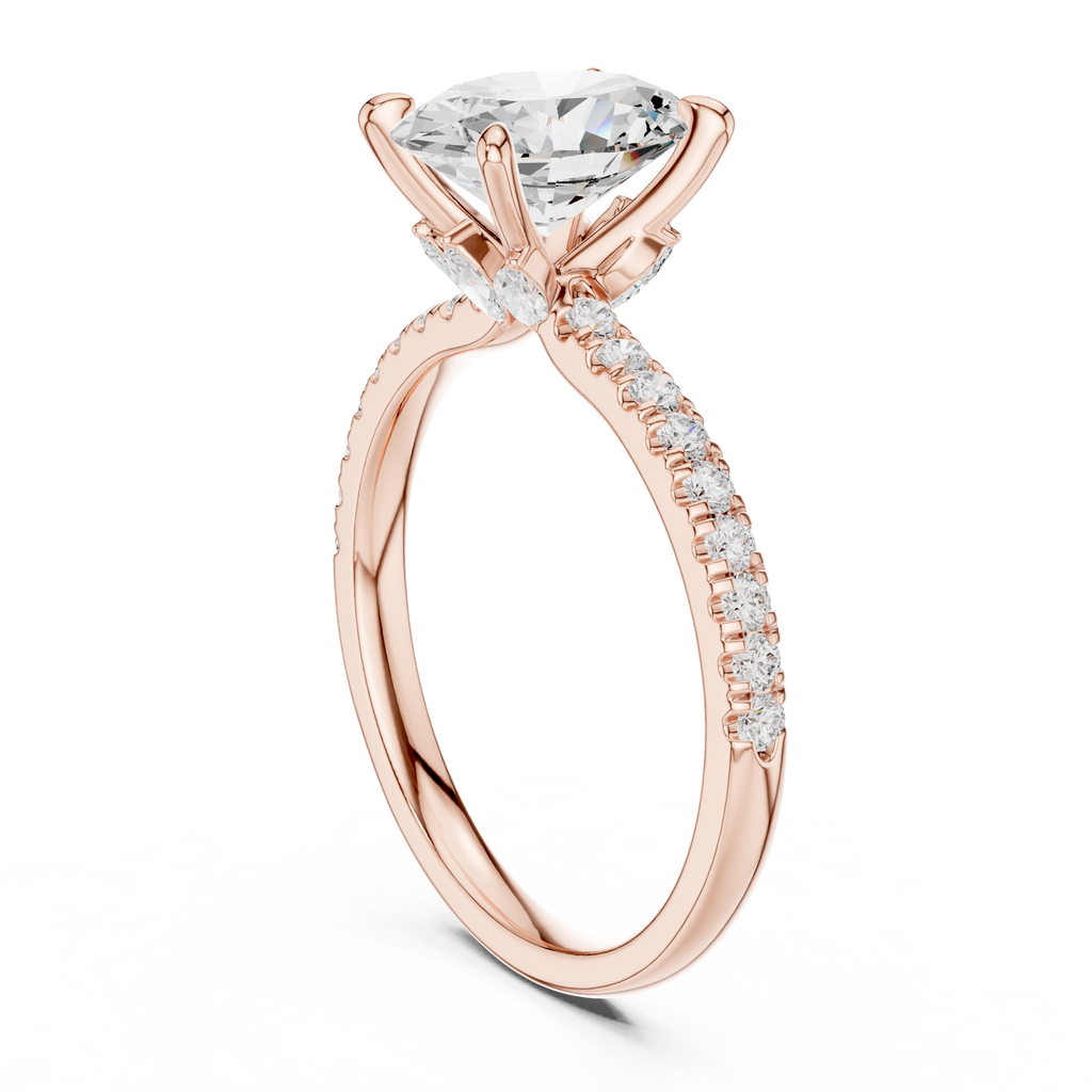 1.36 CT Oval Cut Diamond Marquise Side Stone Engagement Ring