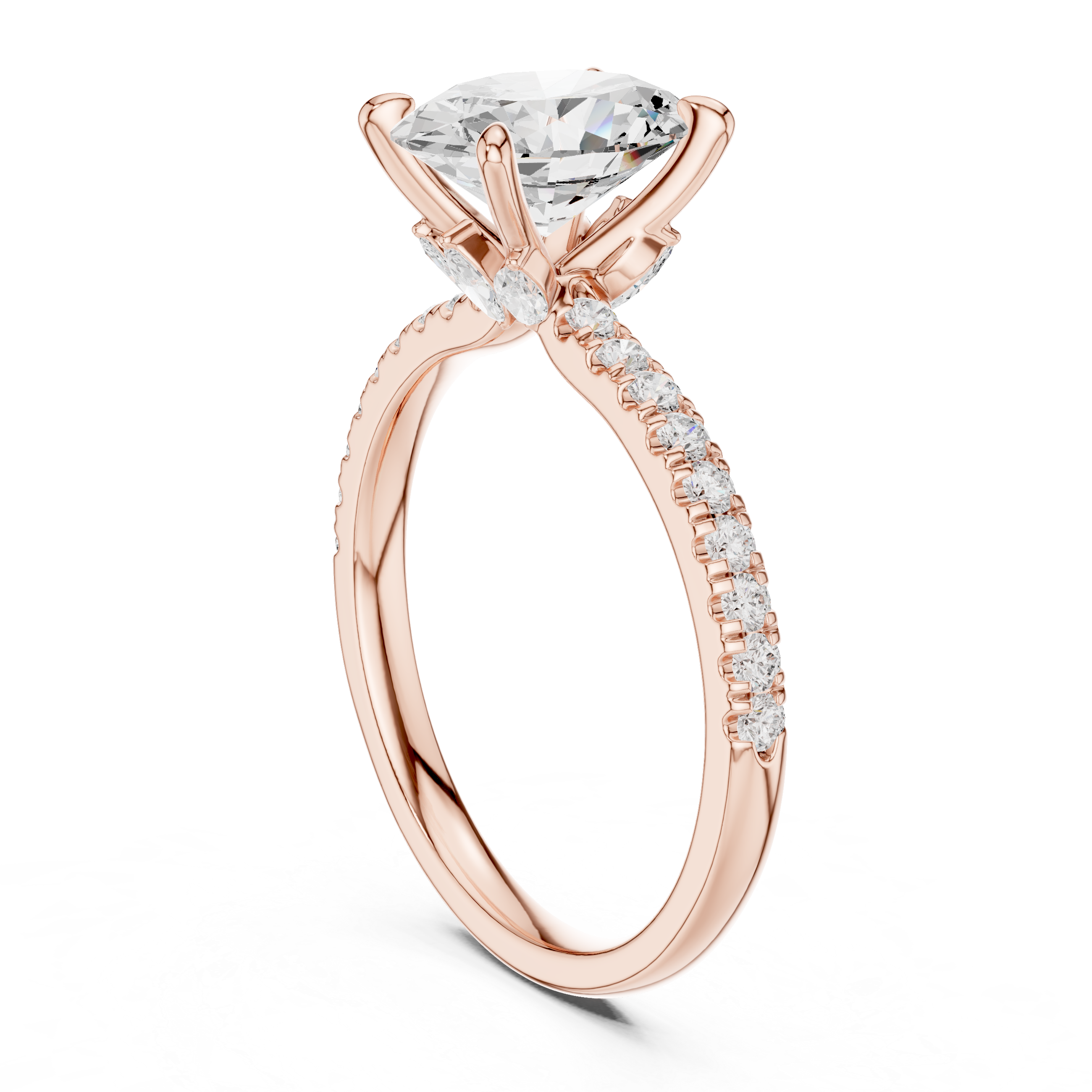 1.36 CT Oval Cut Diamond Marquise Side Stone Engagement Ring