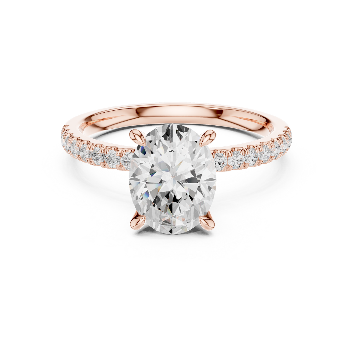 Oval Cut Diamond Marquise Side Stone Engagement Ring – view 5 of 12, lab grown diamond ring | Jewelix Atelier