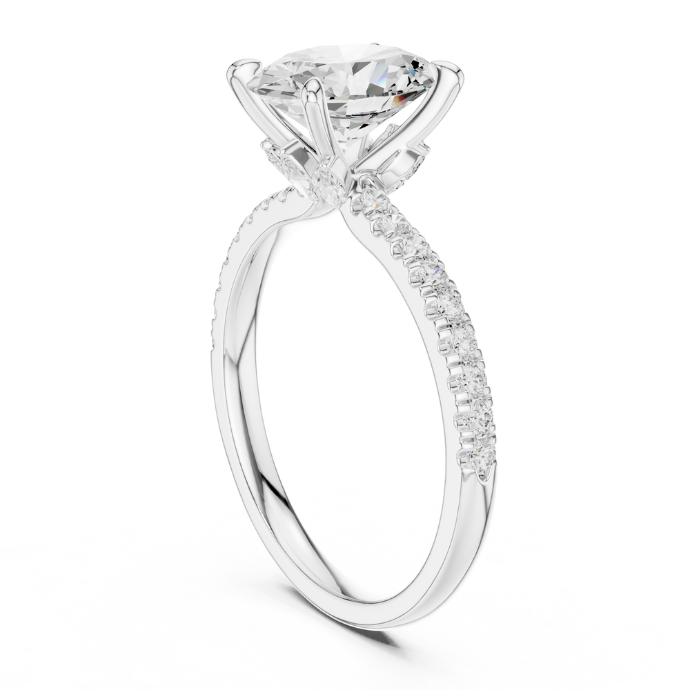 1.36 CT Oval Cut Diamond Marquise Side Stone Engagement Ring