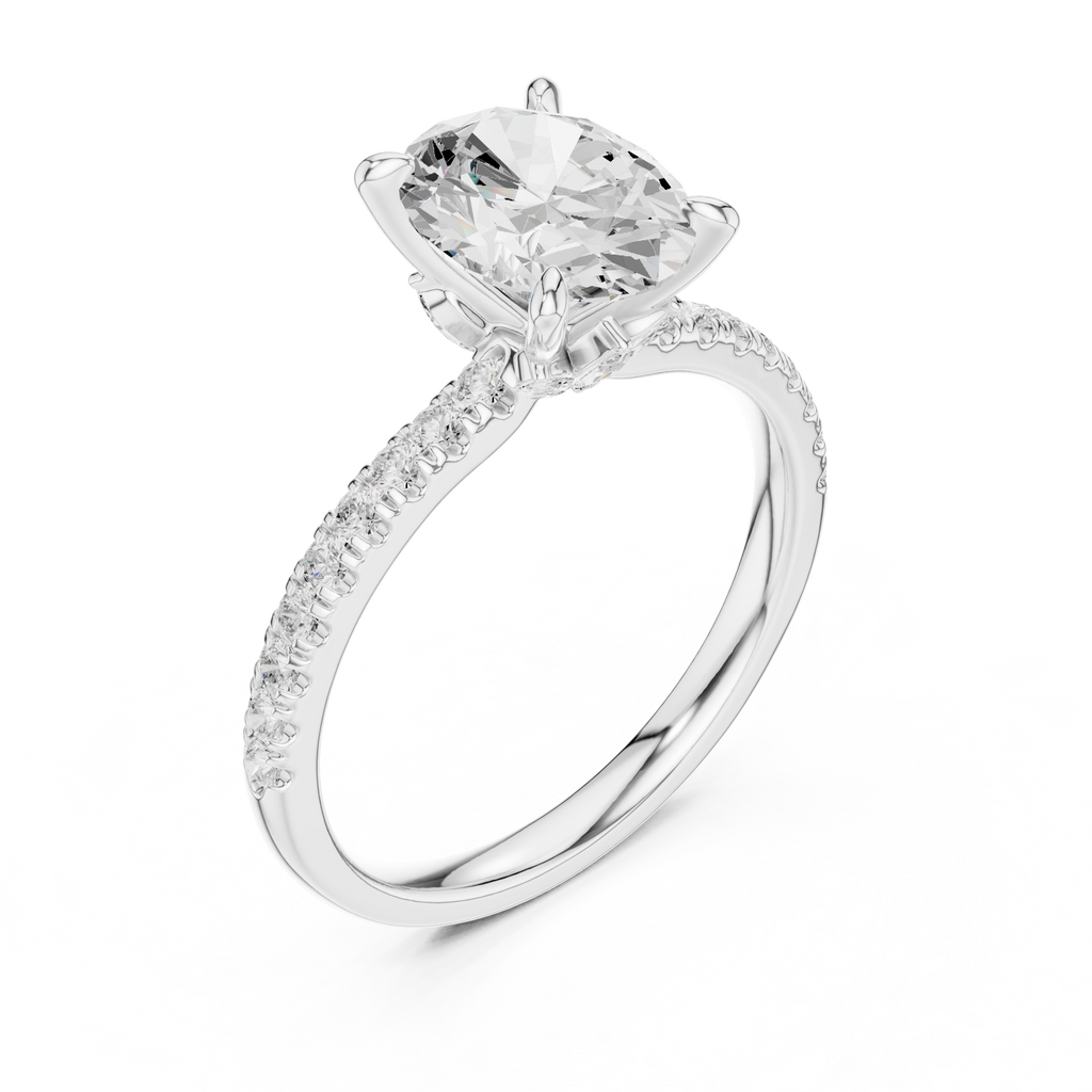 1.36 CT Oval Cut Diamond Marquise Side Stone Engagement Ring