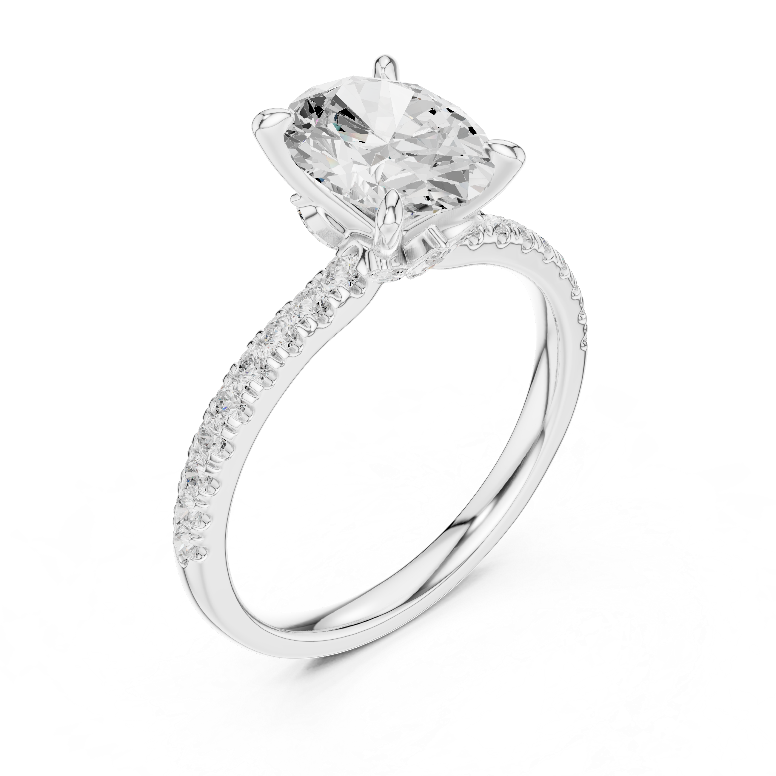1.36 CT Oval Cut Diamond Marquise Side Stone Engagement Ring