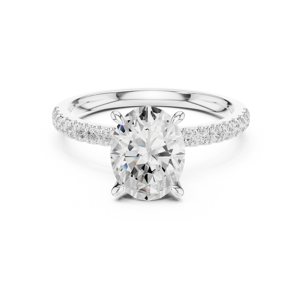 1.36 CT Oval Cut Diamond Marquise Side Stone Engagement Ring