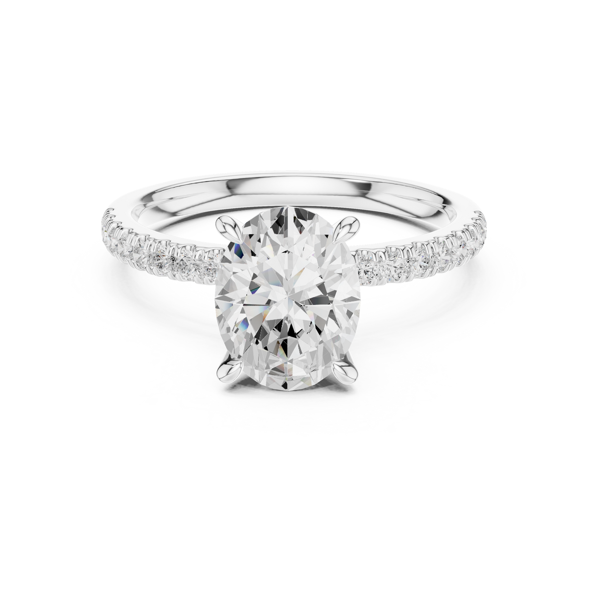 Oval Cut Diamond Marquise Side Stone Engagement Ring — Jewelix Atelier