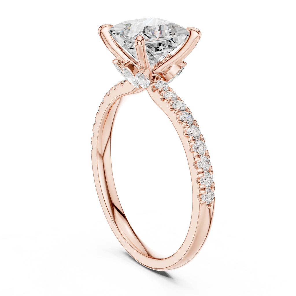 1.72 CT Princess Cut Diamond Marquise Side Stone Engagement Ring