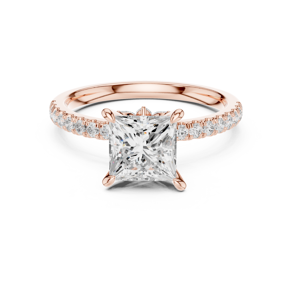 1.72 CT Princess Cut Diamond Marquise Side Stone Engagement Ring