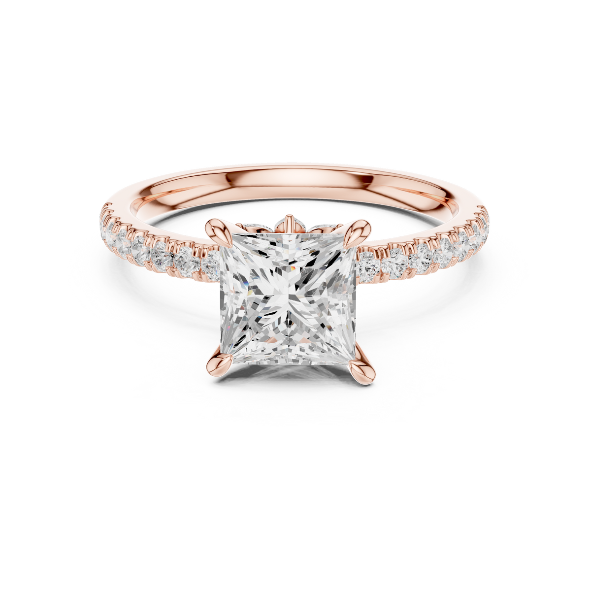 Princess Cut Diamond Marquise Side Stone Engagement Ring – view 5 of 12, lab grown diamond ring | Jewelix Atelier