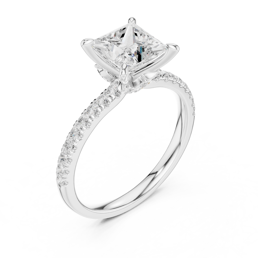1.72 CT Princess Cut Diamond Marquise Side Stone Engagement Ring