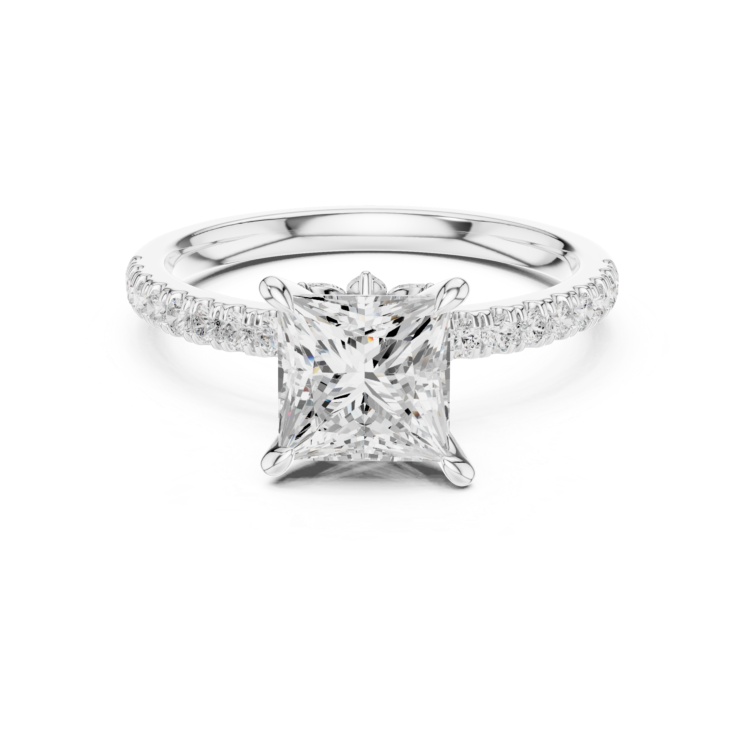 1.72 CT Princess Cut Diamond Marquise Side Stone Engagement Ring