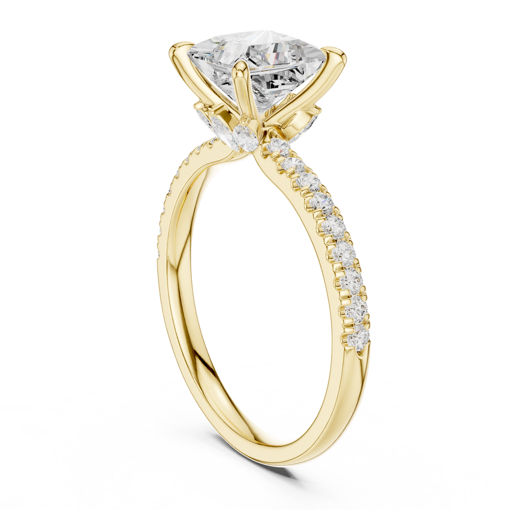 1.72 CT Princess Cut Diamond Marquise Side Stone Engagement Ring