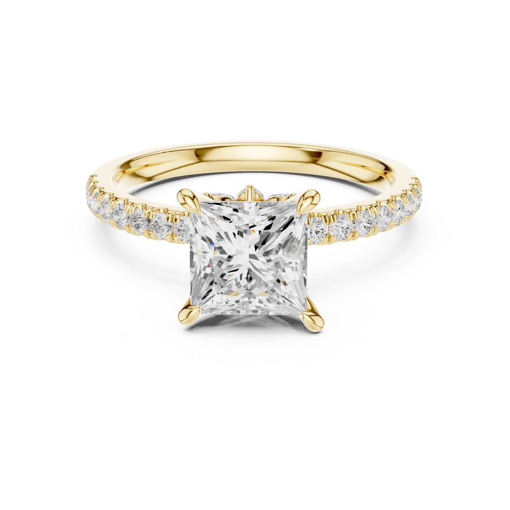 1.72 CT Princess Cut Diamond Marquise Side Stone Engagement Ring