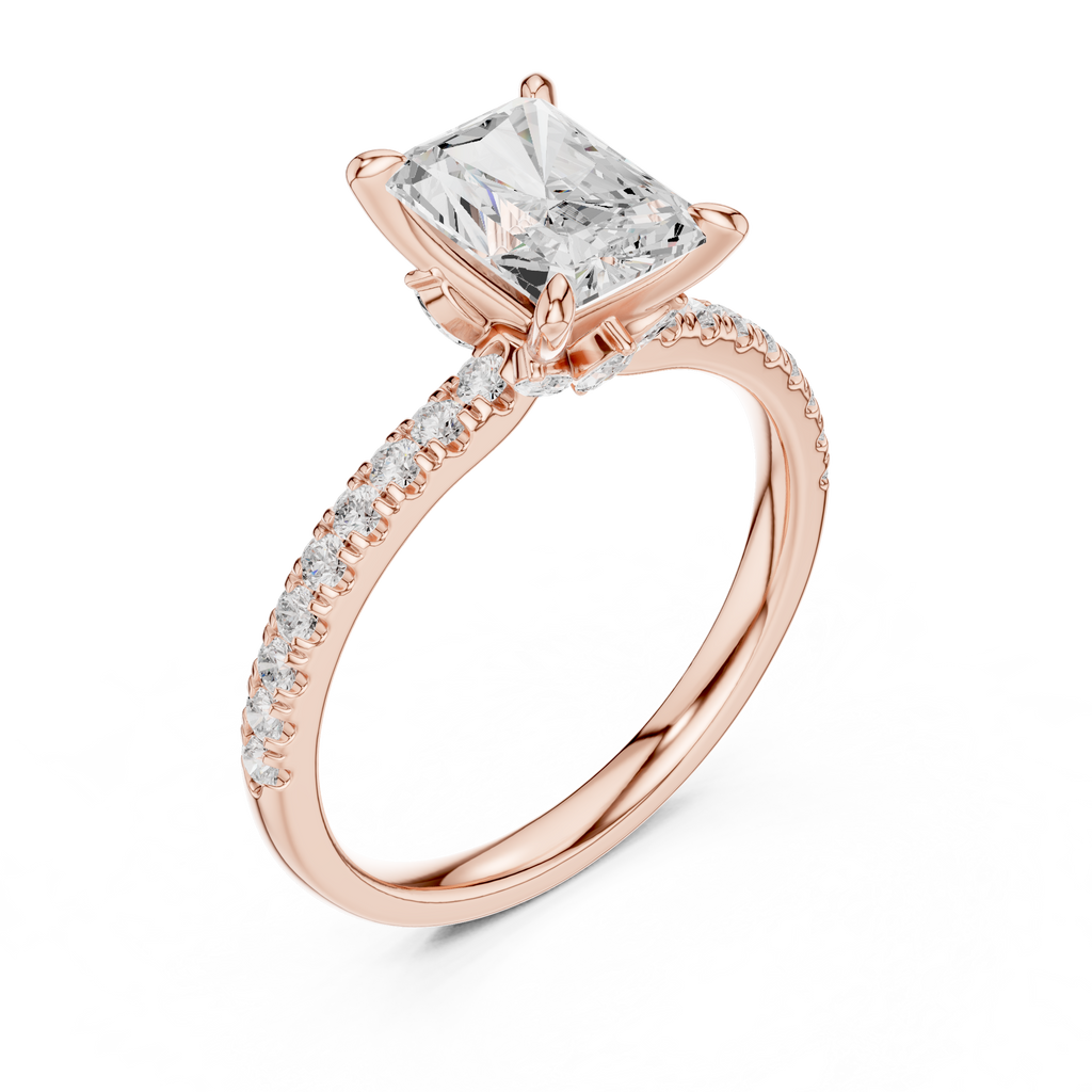 1.56 CT Radiant Cut Diamond Engagement Ring with Marquise Side Stones