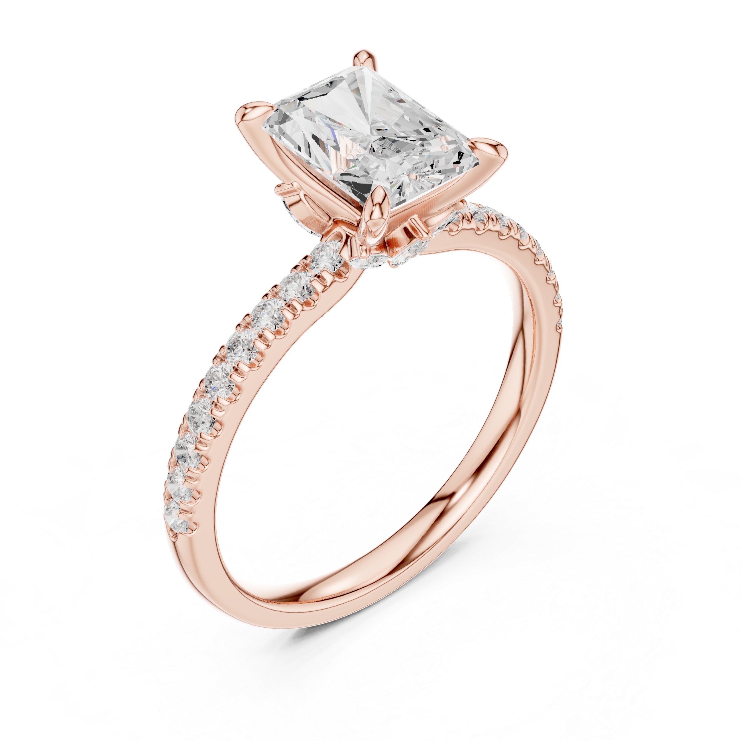 1.56 CT Radiant Cut Diamond Engagement Ring with Marquise Side Stones