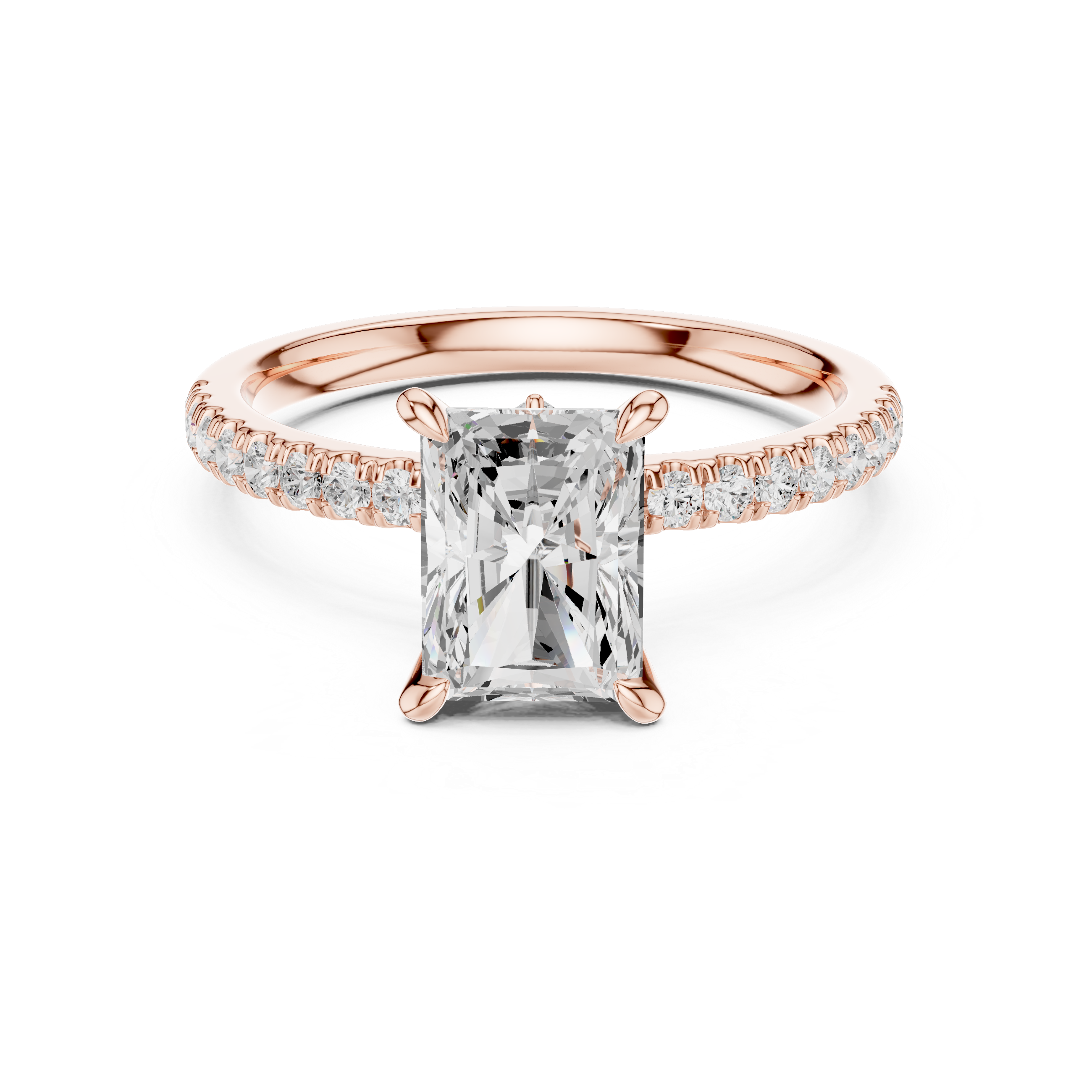 1.56 CT Radiant Cut Diamond Engagement Ring with Marquise Side Stones
