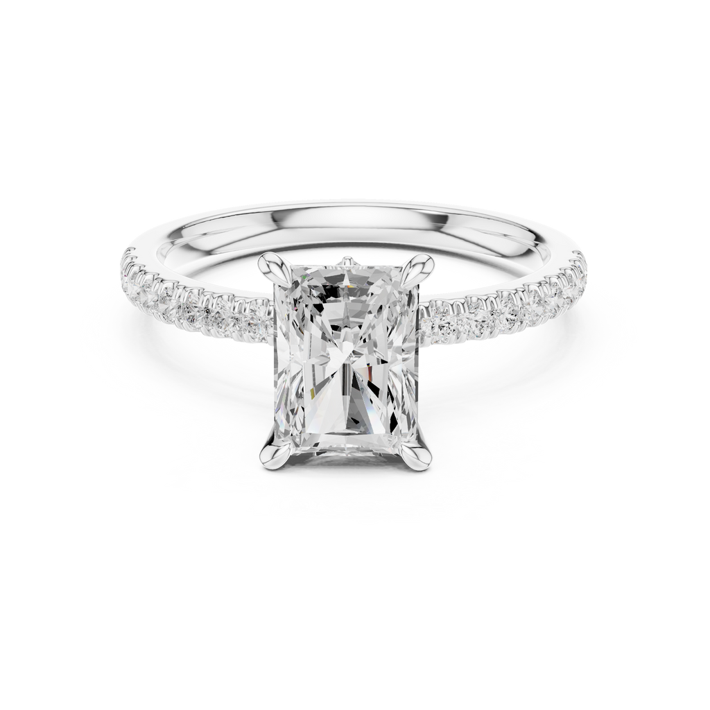 1.56 CT Radiant Cut Diamond Engagement Ring with Marquise Side Stones