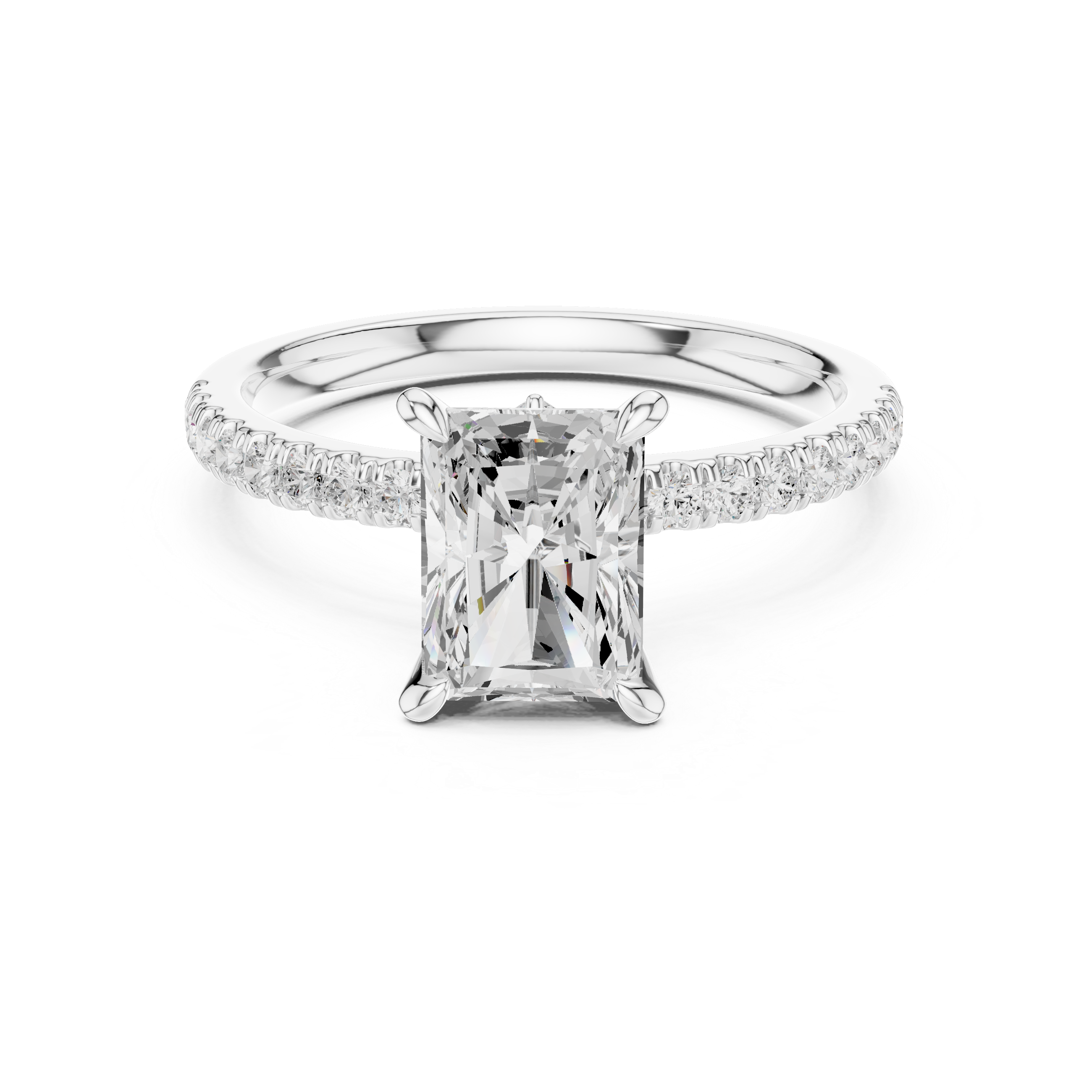 1.56 CT Radiant Cut Diamond Engagement Ring with Marquise Side Stones