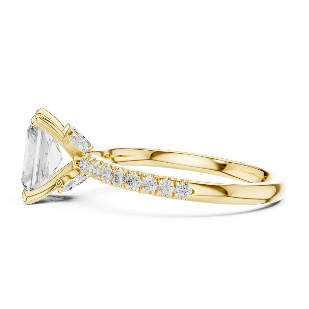 1.56 CT Radiant Cut Diamond Engagement Ring with Marquise Side Stones