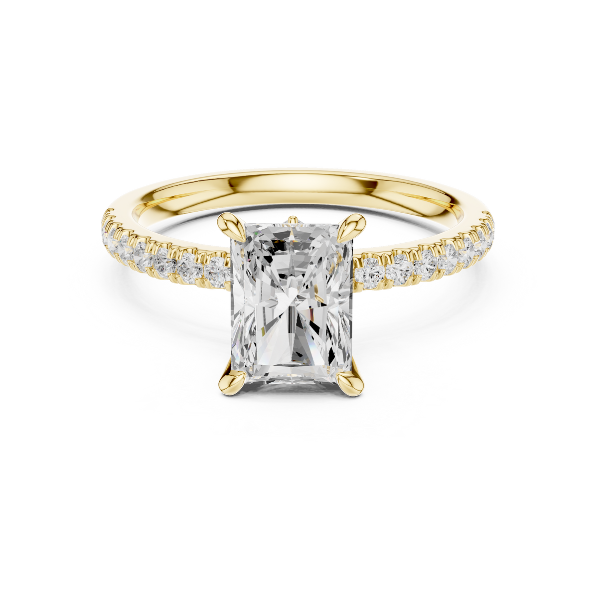Radiant Cut Diamond Engagement Ring with Marquise Side Stones – view 9 of 12, lab grown diamond ring | Jewelix Atelier