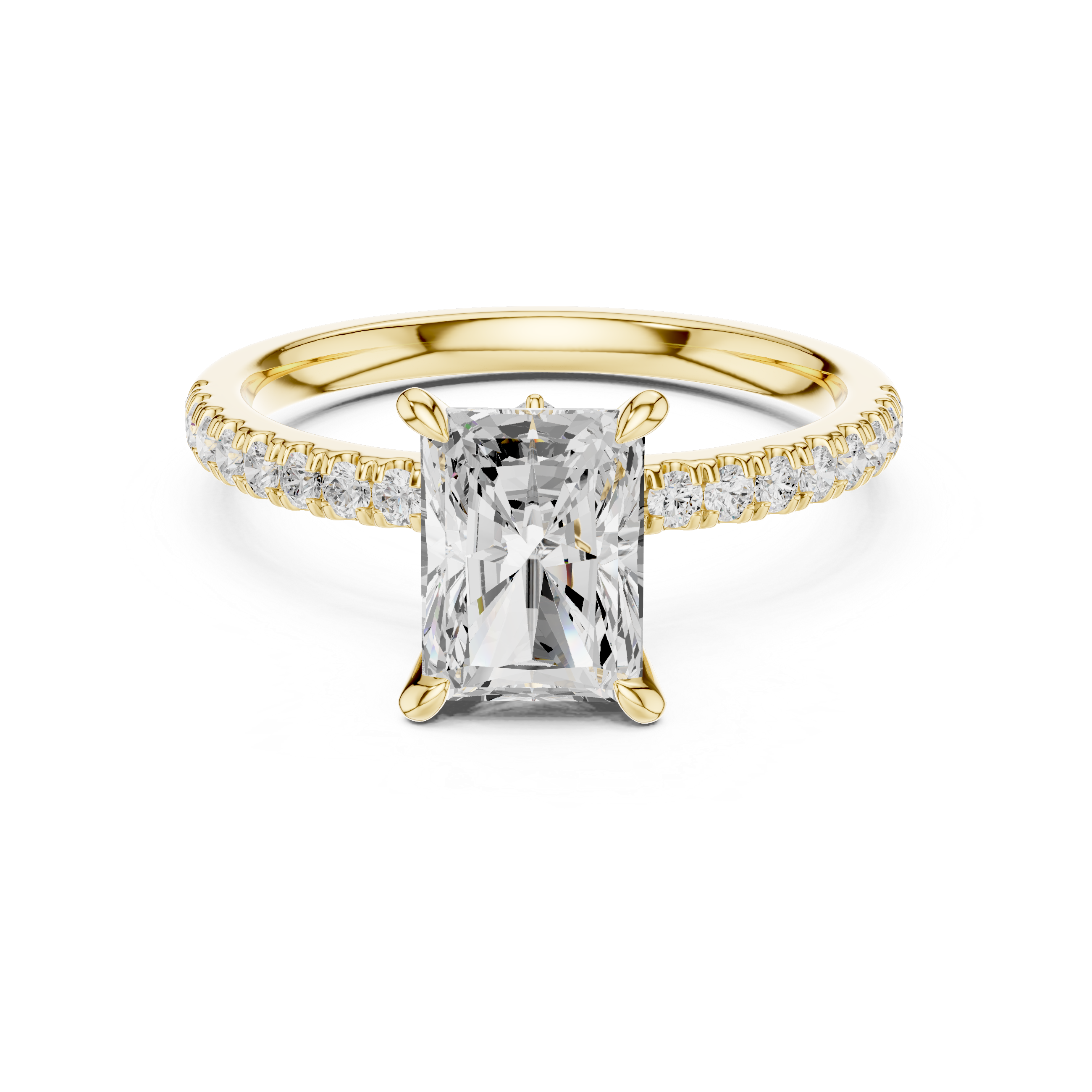 1.56 CT Radiant Cut Diamond Engagement Ring with Marquise Side Stones