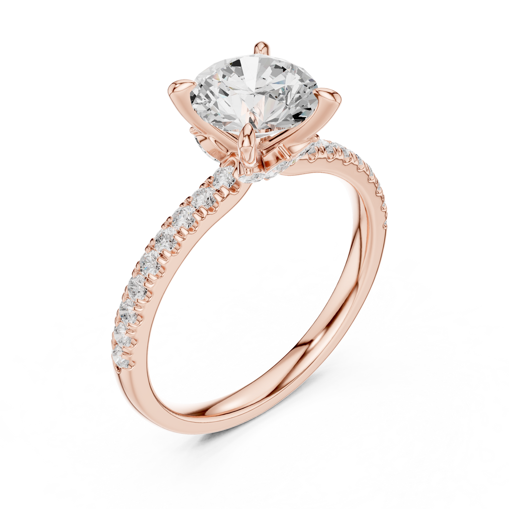 1.33 CT Round Brilliant Diamond Engagement Ring with Marquise Side Stones