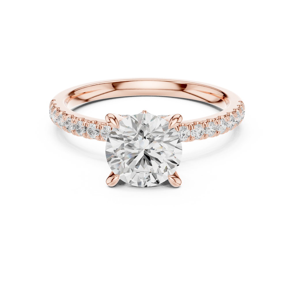 1.33 CT Round Brilliant Diamond Engagement Ring with Marquise Side Stones