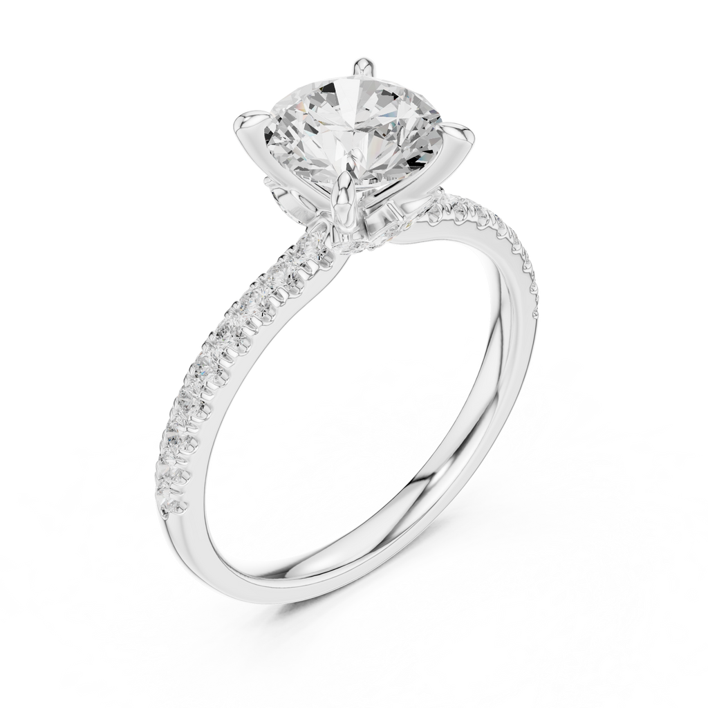 1.33 CT Round Brilliant Diamond Engagement Ring with Marquise Side Stones