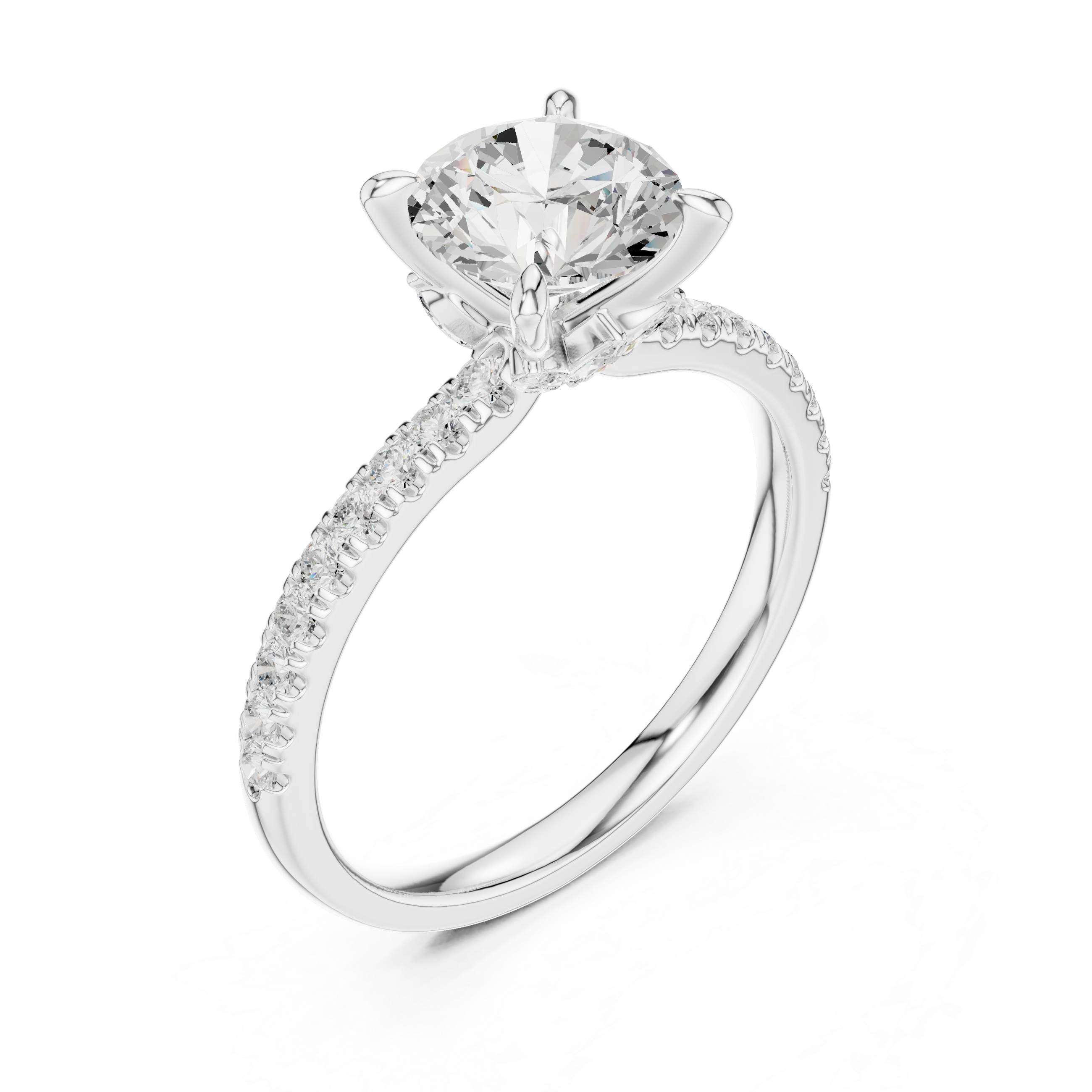 1.33 CT Round Brilliant Diamond Engagement Ring with Marquise Side Stones
