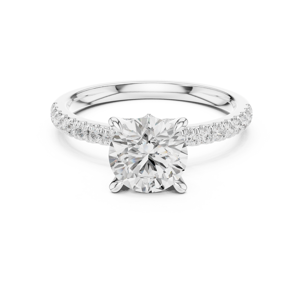 1.33 CT Round Brilliant Diamond Engagement Ring with Marquise Side Stones
