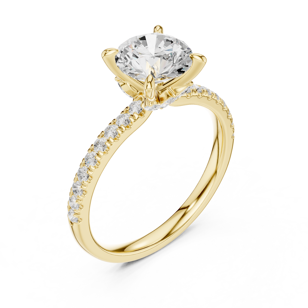 1.33 CT Round Brilliant Diamond Engagement Ring with Marquise Side Stones