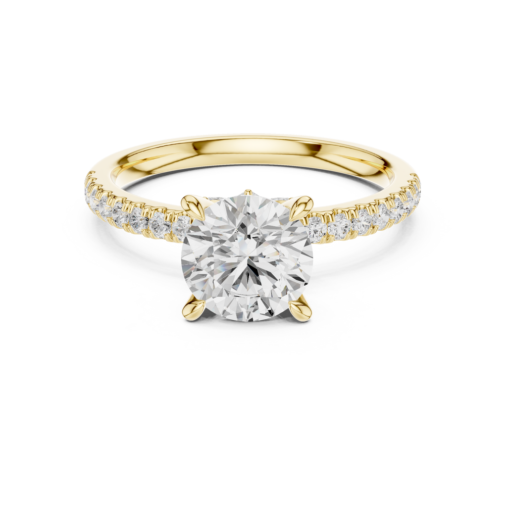 1.33 CT Round Brilliant Diamond Engagement Ring with Marquise Side Stones