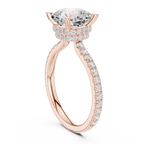 2.60 CT Cushion Cut Halo Diamond Engagement Ring with Pavé Band
