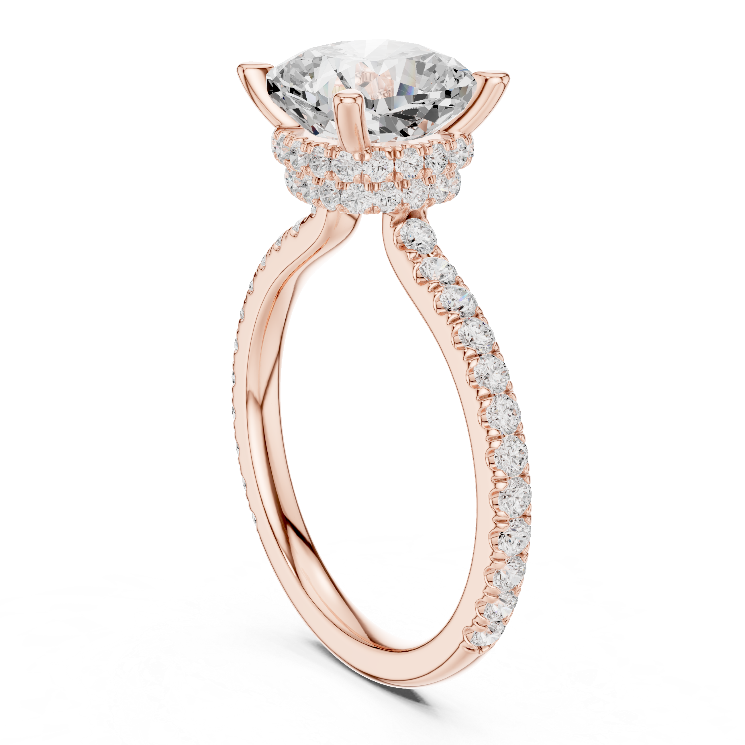 2.60 CT Cushion Cut Halo Diamond Engagement Ring with Pavé Band