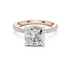 2.60 CT Cushion Cut Halo Diamond Engagement Ring with Pavé Band