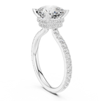 2.60 CT Cushion Cut Halo Diamond Engagement Ring with Pavé Band