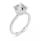 2.60 CT Cushion Cut Halo Diamond Engagement Ring with Pavé Band