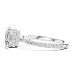 2.60 CT Cushion Cut Halo Diamond Engagement Ring with Pavé Band