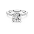 2.60 CT Cushion Cut Halo Diamond Engagement Ring with Pavé Band