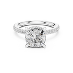 2.60 CT Cushion Cut Halo Diamond Engagement Ring with Pavé Band