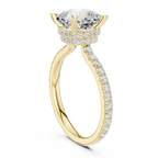 2.60 CT Cushion Cut Halo Diamond Engagement Ring with Pavé Band