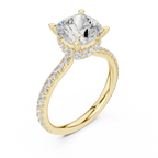 2.60 CT Cushion Cut Halo Diamond Engagement Ring with Pavé Band