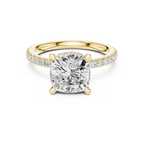 2.60 CT Cushion Cut Halo Diamond Engagement Ring with Pavé Band