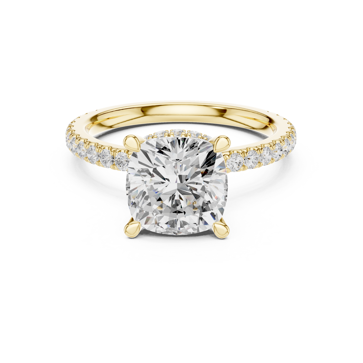 0.98 CTW Cushion Cut Halo Diamond Engagement Ring with Pavé Band – view 9 of 12, lab grown diamond band | Jewelix Atelier