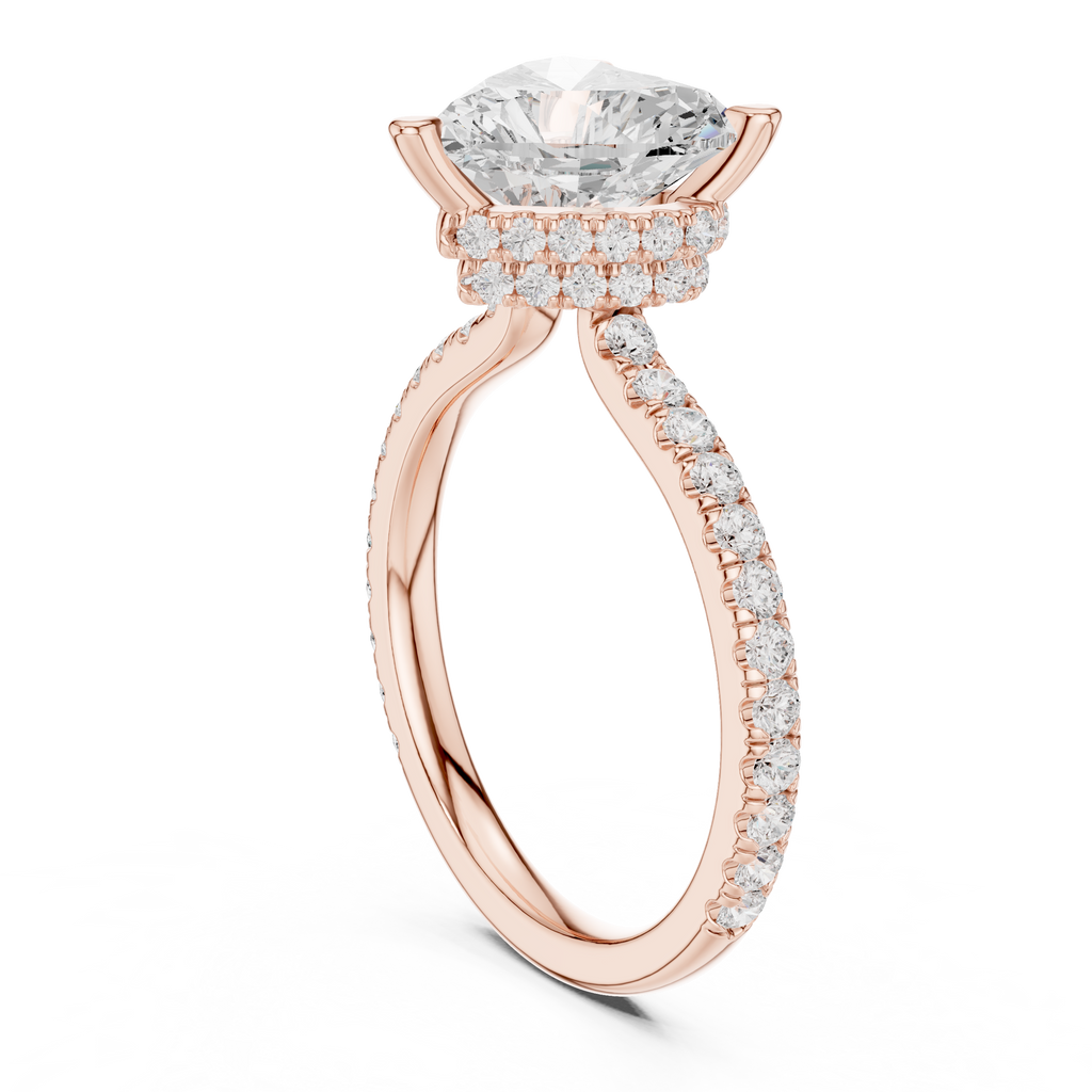 2.55 CT Heart Cut Diamond Halo Engagement Ring with Pavé Band