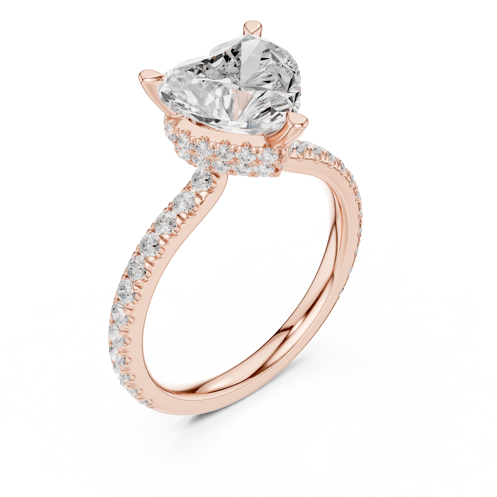 2.55 CT Heart Cut Diamond Halo Engagement Ring with Pavé Band