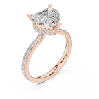 2.55 CT Heart Cut Diamond Halo Engagement Ring with Pavé Band