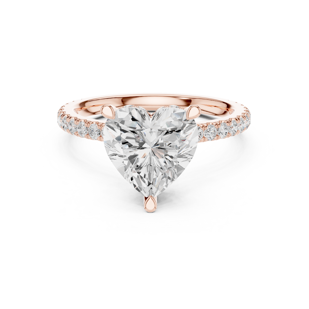 2.55 CT Heart Cut Diamond Halo Engagement Ring with Pavé Band