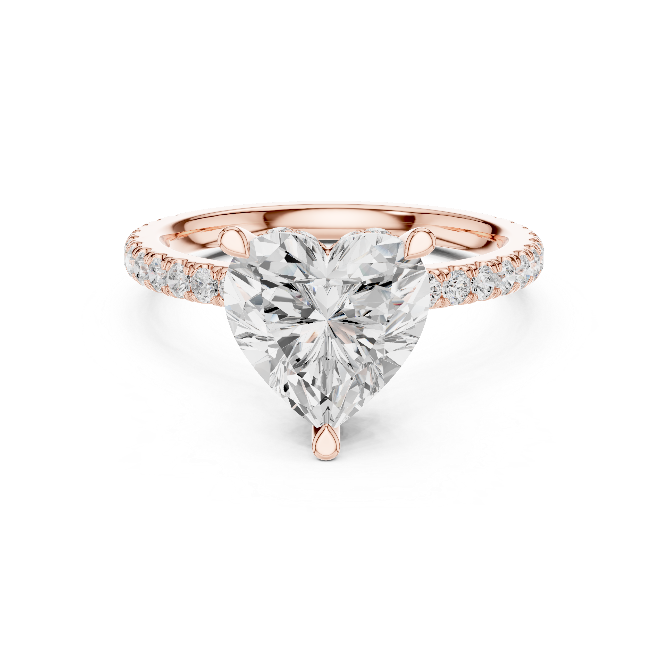 2.55 CT Heart Cut Diamond Halo Engagement Ring with Pavé Band