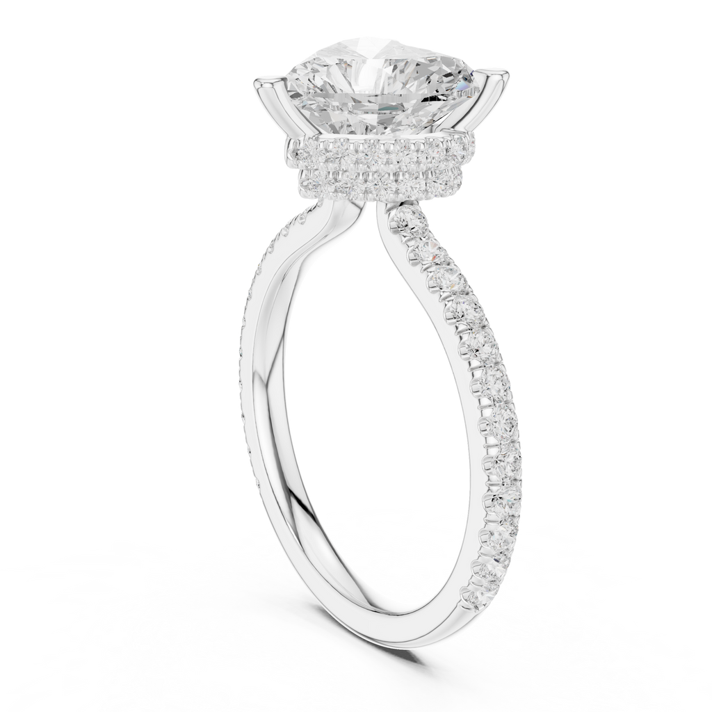 2.55 CT Heart Cut Diamond Halo Engagement Ring with Pavé Band