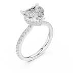 2.55 CT Heart Cut Diamond Halo Engagement Ring with Pavé Band